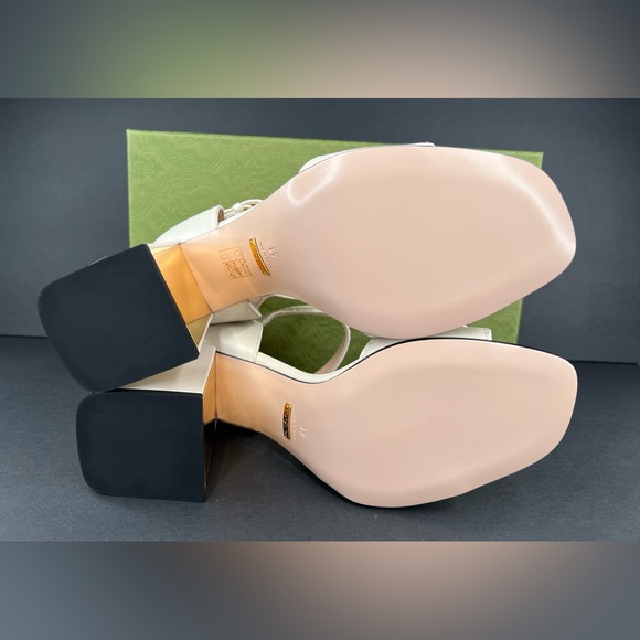 GUCCI BABY BUCKLE HORSEBIT MYSTIC WHITE ANKLE STRAP LOGO SANDALS SIZE EU 41 - Picture 7 of 12